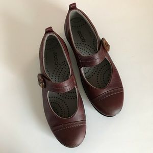 Ecco Leather burgundy Mary Jane Flats